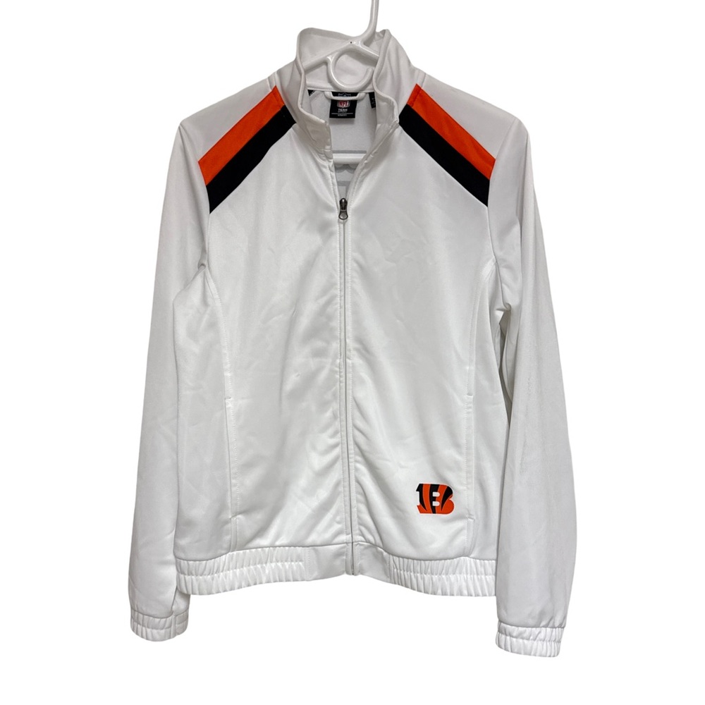 NFL White Track Jacket with Orange and Black Accents